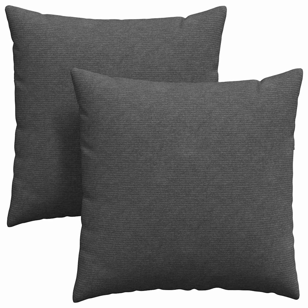 Sofa Pillows 2 pcs Dark Grey 80 x 80 cm Corduroy Fabric